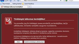 Į tinklalapį Omnitel.lt antradienį bandę užsukti interneto vartotojai buvo įspėti, esą svetainė laikoma &bdquo;kenkėji&scaron;ka&ldquo;.