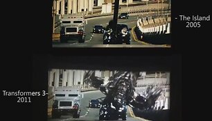 Žiūrovai režisieriaus Michaelo Bay filme &bdquo;Transformeriai: tamsioji Mėnulio pusė 3D&ldquo; pastebėjo pana&scaron;ių kadrų, kaip 2005-ųjų trileryje &bdquo;Sala&ldquo;. 