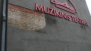 Vėjas nuo Muzikinio teatro pastato plė&scaron;ė tinką.