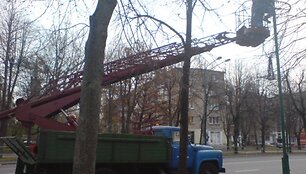 Trečiadienio rytą Klaipėdoje jau puo&scaron;ti miesto &scaron;viestuvai kalėdinėmis dekoracijomis. 