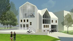 Jauni architektai pateikė savo siūlymus, kaip turėtų atrodyti Informacijos ir paramos gausiai &scaron;eimai centras. 