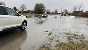 Užlieti keliai Klaipėdos rajone