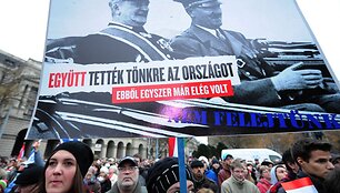 Protesto Vengrijoje akimirkos