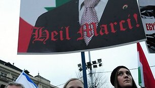 Protesto Vengrijoje akimirkos