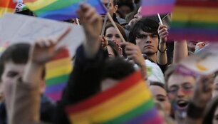 Paryžiaus gatvėmis žygiavo homoseksualų santuokų rėmėjai