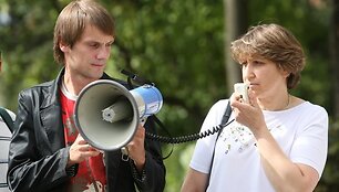 &bdquo;Iki&ldquo; profsąjungos piketo prie Vokietijos ambasados akimirkos
