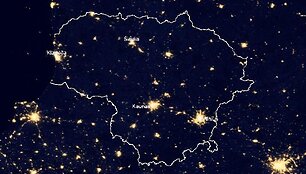 Taip giedrą naktį atrodo Lietuvos teritorija