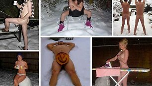 Nuogaliai pamėgo fotografuotis ant sniego