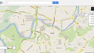 &bdquo;Google Maps&ldquo; Vilniaus žemėlapiuose pateikiama realaus laiko informacija apie eismo sąlygas