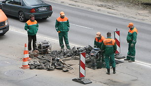 Transporto grūstis Geležinio vilko gatvėje