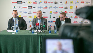 I&scaron; kairės: Mindaugas &Scaron;pokas, Jonas Kazlauskas, Linas Kunigėlis
