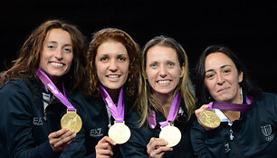 Olimpinės čempionės Elisa Di Francisca, Arianna Errigo, Valentina Vezzali ir Iliara Salvatori.