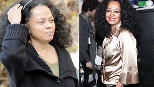 Diana Ross be makiažo ir su makiažu
