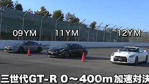 Trys „Nissan GT-R“ – kuris greičiausias?