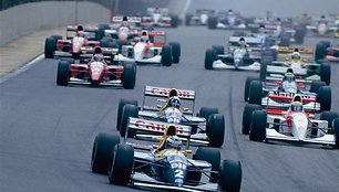 1993 - Sao Paulo (Brazilija) - Formul_ 1 - Brazilijos Grand Prix  Damon Hill ir Alain Prost during lenktyni_ metu
