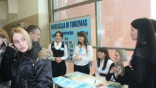 Atvirų durų dienos Klaipėdos universitete akimirka.
