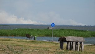 Gaisras matyti iš Kuršių nerijos. 