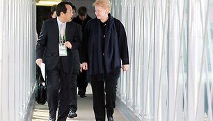 Lietuvos prezidentė Dalia Grybauskaitė atvyko į Seulą.
