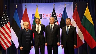 Dalia Grybauskaitė, Barackas Obama, Andris Bėrzinis ir Andrusas Ansipas