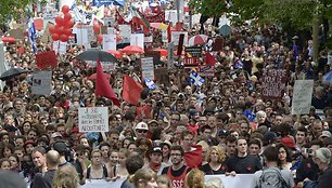 Monrealyje protestuojantys studentai