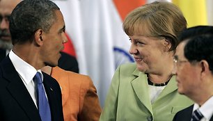 JAV prezidentas Barackas Obama ir Vokietijos kanclerė Angela Merkel