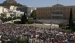 Protestuotojai prie Graikijos parlamento