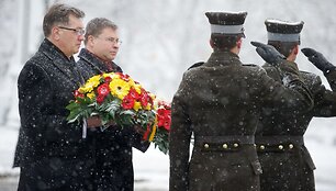 Lietuvos premjeras Algirdas Butkevičius ir Lavijos premjeras Valdis Dombrovskis