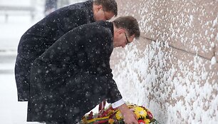 Lietuvos premjeras Algirdas Butkevičius ir Lavijos premjeras Valdis Dombrovskis