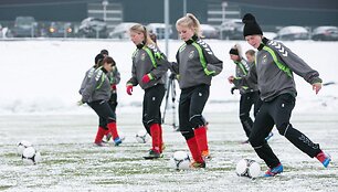 Lietuvos moterų futbolo rinktinės treniruotė
