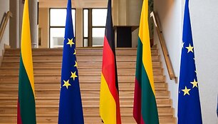 Lietuvos, Europos Sąjungos ir Voietijos vėliavos