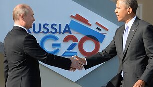 Rusijos prezidentas Vladimiras Putinas ir JAV prezidentas Barackas Obama