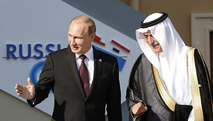 Rusijos prezidentas Vladimiras Putinas ir Saudo Arabijos finansų ministras Ibrahimas Al-Assafas
