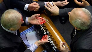 Deputatų mu&scaron;tynės Ukrainos parlamente 