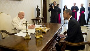 Popiežius Pranci&scaron;kus ir JAV prezidentas Barackas Obama