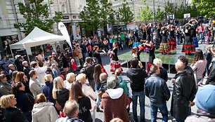 Nemokama sporto treniruotė Gedimino prospekte, Vilniuje.