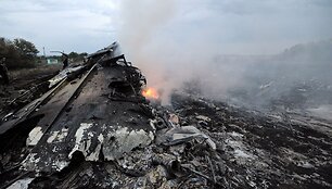 Numu&scaron;to &bdquo;Malaysia Airlines&ldquo; lėktuvo nuolaužos Donecke, Ukrainoje.