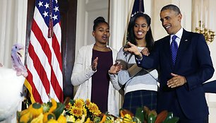 JAV prezidentas Barackas Obama su dukromis Sasha ir Malia