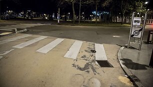 Įvykio vieta, kurioje automobiliu buvo nutrenkti žmonės.