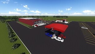 &bdquo;Tesla&ldquo; įkrovimo stotelės vizualizacija 