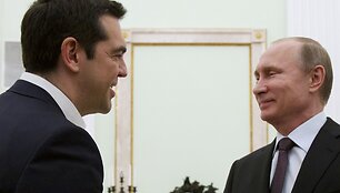 Graikijos premjeras Aleksis Cipras ir Rusijos prezidentas Vladimiras Putinas