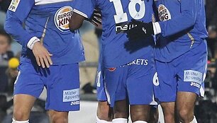 &bdquo;Getafe&ldquo; komandos žaidėjai džiaugiasi įvarčiu 