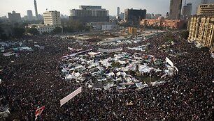 Protestuotojai Tahriro aik&scaron;tėje