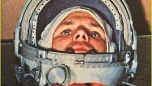 Jurijus Gagarinas &bdquo;Vostok-1&ldquo; kosminio laivo kapsulėje 1961 m. balandžio 12 d.