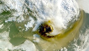 Grimsviotno ugnikalnio nuotrauka iš NASA palydovo