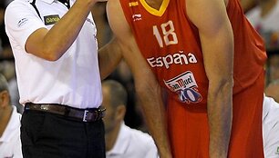 Ispanijos treneris Sergio Scariolo ir Xavi Rey (de&scaron;inėje)