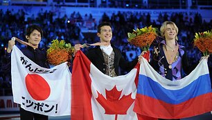 Vyrų varžybų pjedestalas: auksas atiteko Kanadai, sidabras Japonijai, o bronza Rusijai.