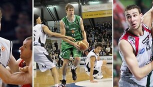 NBA Naujokų biržos kandidatai: i&scaron; kairės J.Vesely, D.Motiejūnas ir J.Valančiūnas