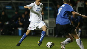 Estijos ir Italijos futbolo rinktinių susitikimo akimirka.