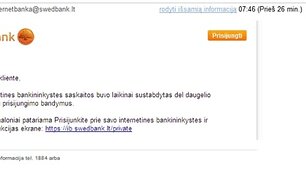 m4ginta apgauti &bdquo;Swedbank&ldquo; klientus