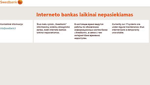 Sutriko &bdquo;Swedbank&ldquo; internetinės bankininkystės veikla